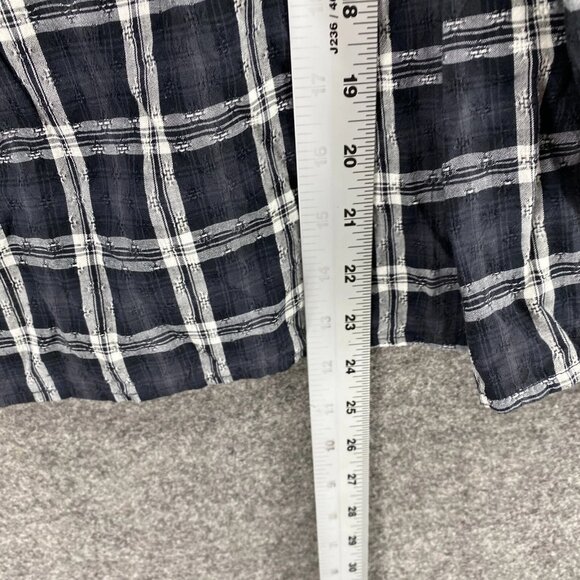 Universal Thread Blouse Women S Small Black Plaid Round Neck Long Sleeve Cotton - Picture 4 of 8